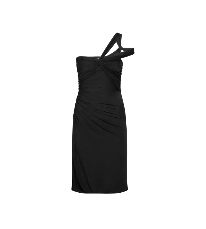 ONE SHOULDER TWIST FRONT COCKTAIL DRESS BLACK online